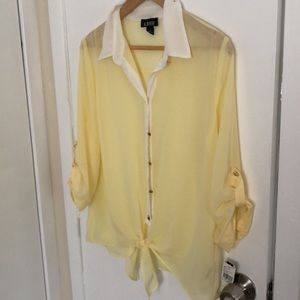 NWT yellow button up